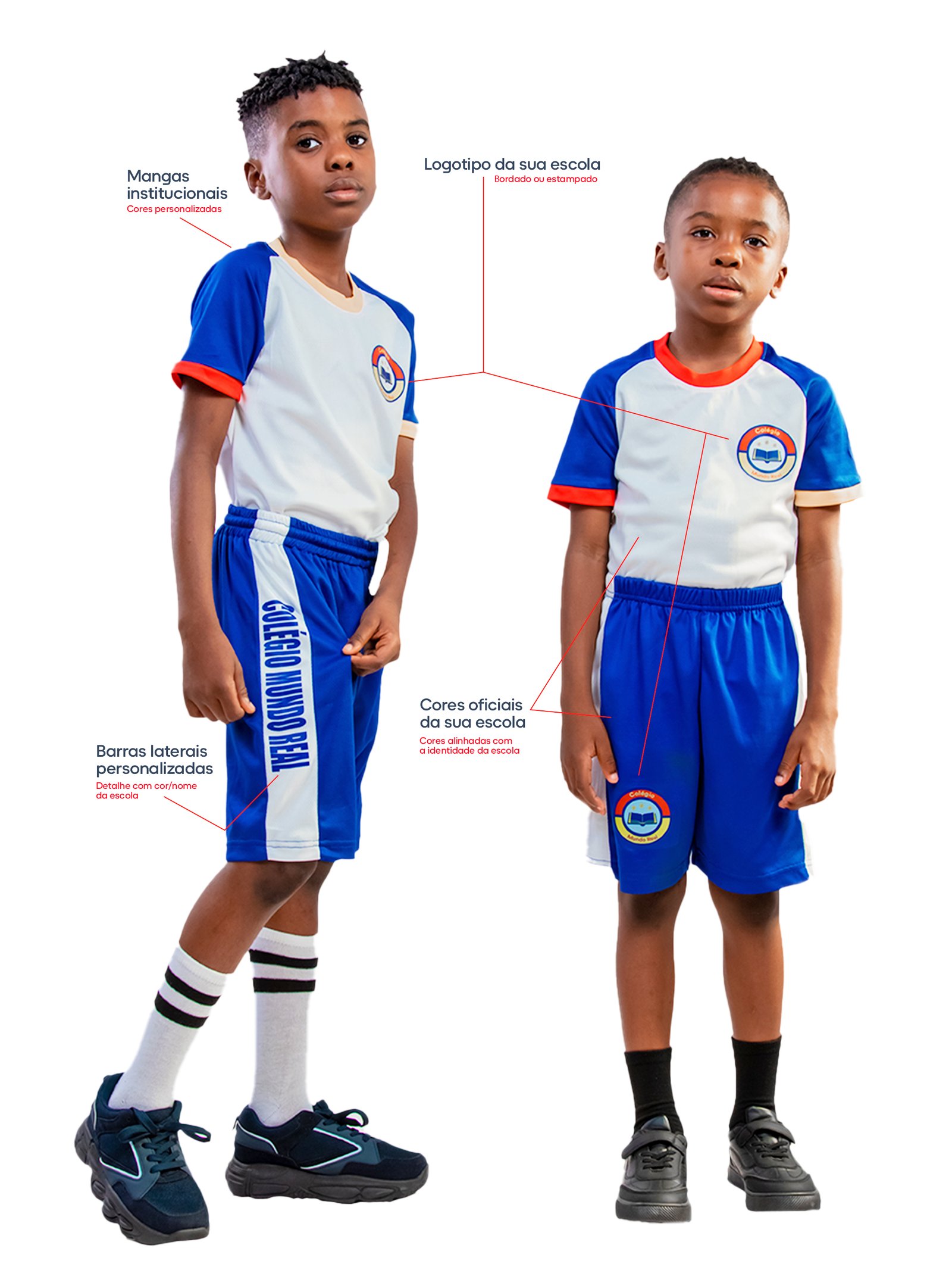 Detalhes da personalização dos uniformes